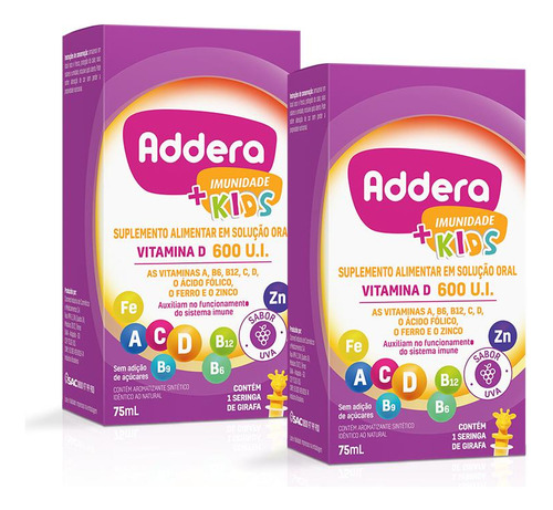 Kit Vitamina D Addera + Imunidade Kids Com 75ml