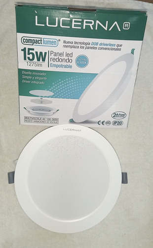 Panel Led 15w 6 Empotrar Redondo Compact Lumen Lucerna