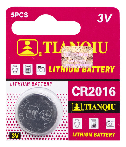 Pila Lithium 3v Cr2016 Tianqiu Set X 5 Und