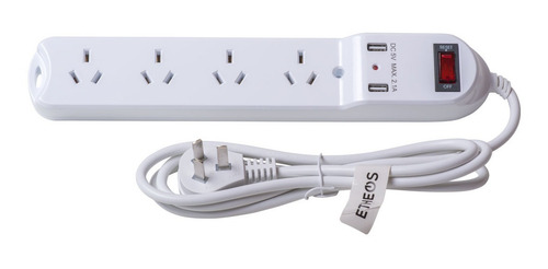 Imagen 2 de 5 de Zapatilla Prolongador Multiple 4 Tomas + 2 Usb Cable 1,5
