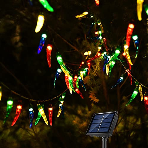 Luces Solares Led De Pimientos Chiles, 23 Pies De Luces...