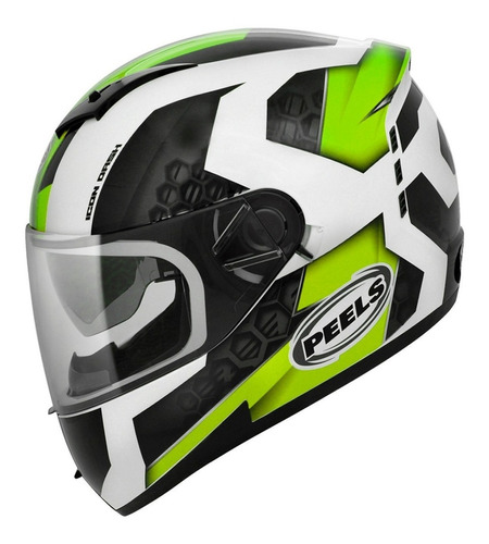 Capacete para moto  integral Peels  Icon  branco e verde dash tamanho 60 