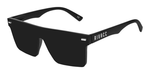 Anteojos de sol polarizados Rivacc Texas con marco de nailon tr90 color negro mate, lente negra de triacetato de celulosa espejada, varilla negra mate de nailon tr90