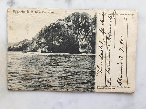 Postal En Los Canales De La Tierra Del Fuego  Año 1903