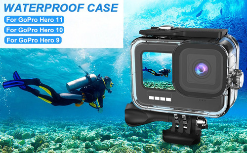 Imagen 4 de 10 de Carcasa Sumergible Para Camara Gopro Hero 11 10 9 Black 60mt