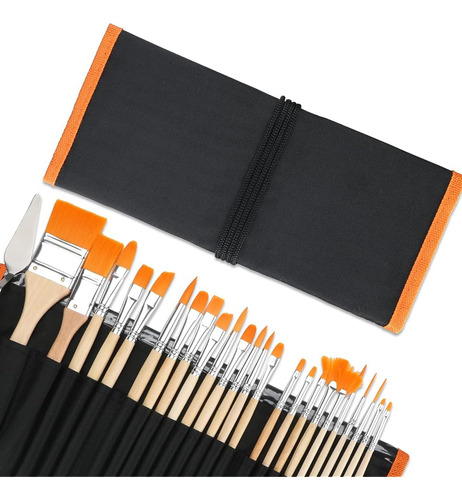 H-tone 24pcs Juego De Pinceles De Arte De Madera Para La Pin