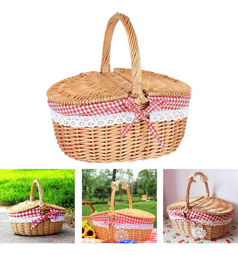 Xd . Cesta De Picnic De Mimbre Rústico Cesta Tejida De