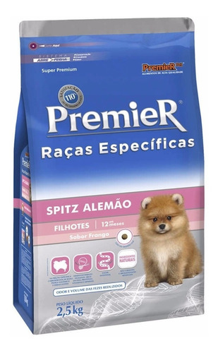 Premier Cães Raças Spitz Alemão Filhote Sabor Frango 2,5kg
