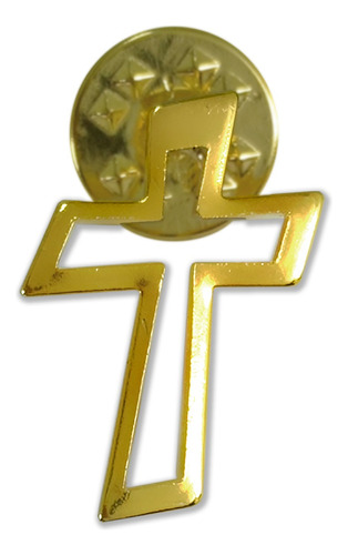 10 Pz Pin Prendedor Cruz Metal Dorado Silueta