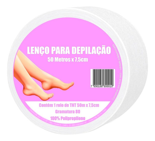 Lenço Para Depilação - Tnt 80 - Rolo De 50mts X 7,5cm