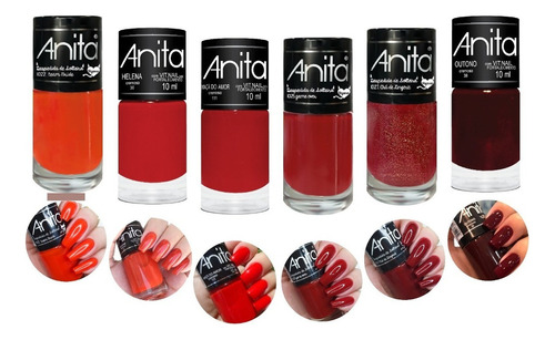 Kit 6 Esmalte Anita Vermelho Vinho Maçã Do Amor Outono Helen Cor Vermelho E Vinho Mais Vendido