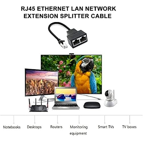 Divisor Ethernet 1 A 2 Adaptador De Red Macho A Hembra Rj45,