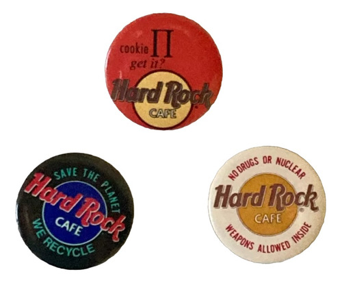 3 Chapas Prendedores Pins Hard Rock Cafe Originales