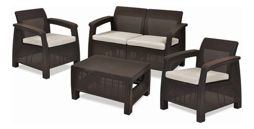 Conjunto Móveis Para Jardim Corfu Lounge Marrom Keter