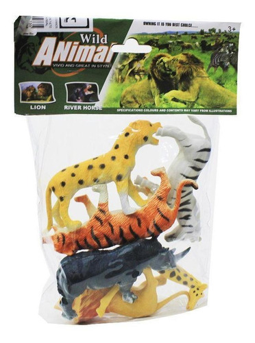 Kit 6 Animais Selvagens Wild Animal Grande Borracha- Attic