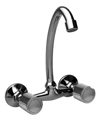 Griferia Doble Comando Cromo Pared Cocina Hydros Viva Plus
