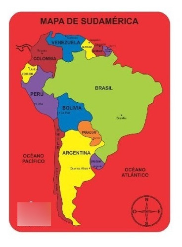 Juego Didáctico Encaje | Rompecabezas Encaje Mapa Sudamerica