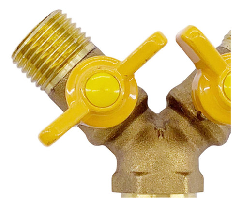 . Conector De De Tubo De Gas De Latón De 2 Vías Y Válvula