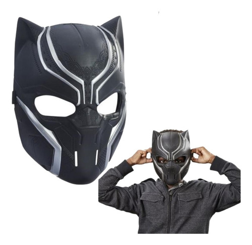 Máscara Plástica Herói Pantera Negra Marvel Vingadores Preta Cor Preto Black Panther