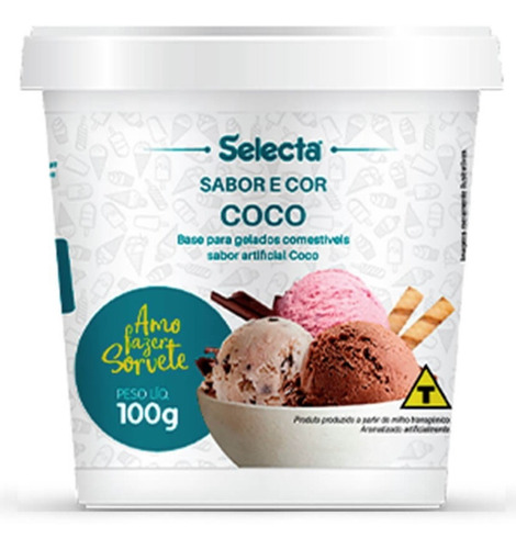 Base Para Sorvete Em Pó Sabor Coco 100g - Selecta