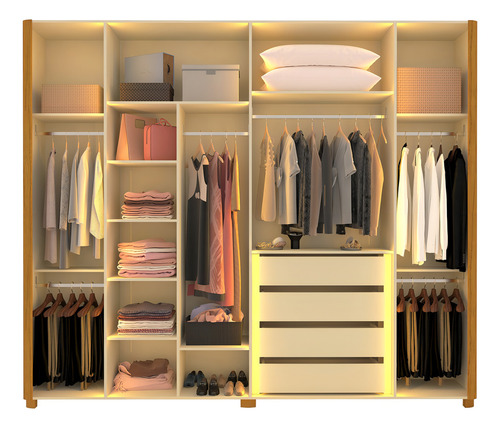 Guarda Roupas Casal Innova 4 Portas Vidro Naturale Off White