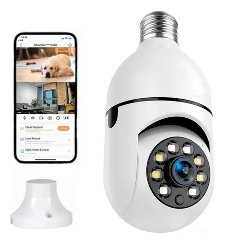 Câmera Segurança Ip Wifi 360 Lâmpada Prova Dágua Giratoria