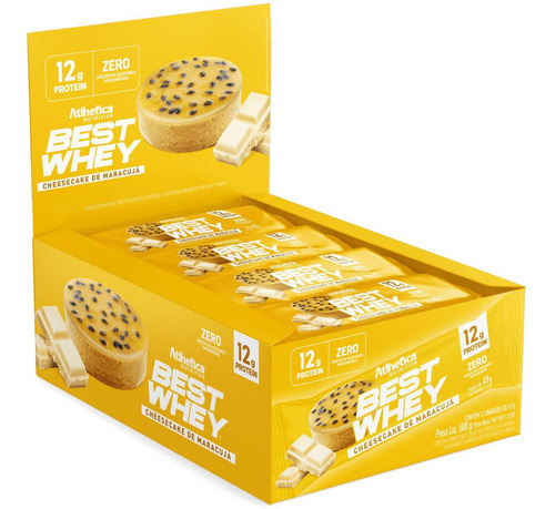 Best Whey Bar Atlhetica 12g De Proteina Cada - Cx 12 Unid Sabor Cheesecake De Maracujá