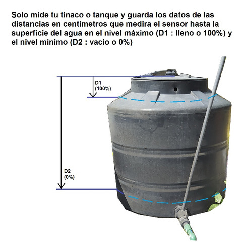 Medidor Nivel Agua Tinacos Ultrasonico 20m Control Bomba 16a