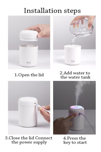 Imagen 8 de 10 de Humidificador Atomizador Difusor De Aroma Luz Led Azul Usb