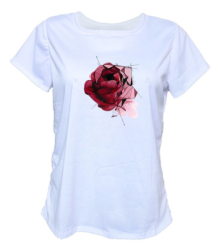 Blusa Playera Camiseta Rosa Roja Flores Mujer Tallas Extras
