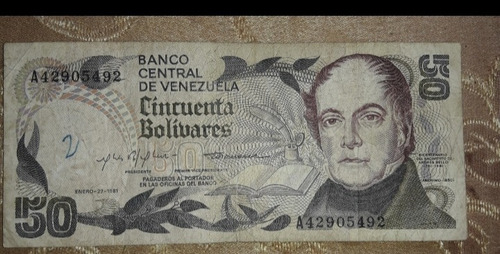 Imagen 1 de 1 de Billete De Colección 50 Bolívares