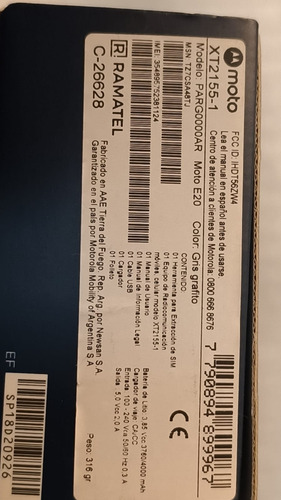 Motorola E20 Como Nuevo Gris (Usado)