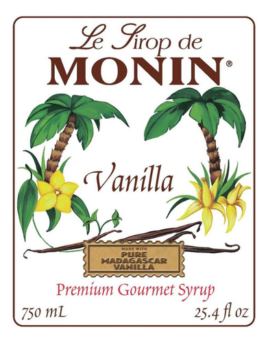 Syrup Monin Café Cocktail Sabor Vainilla 750 Ml