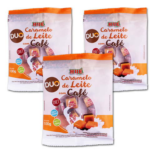 Bala Caramelo De Leite Com Café Diet Hué Sem Glúten 3un 100g