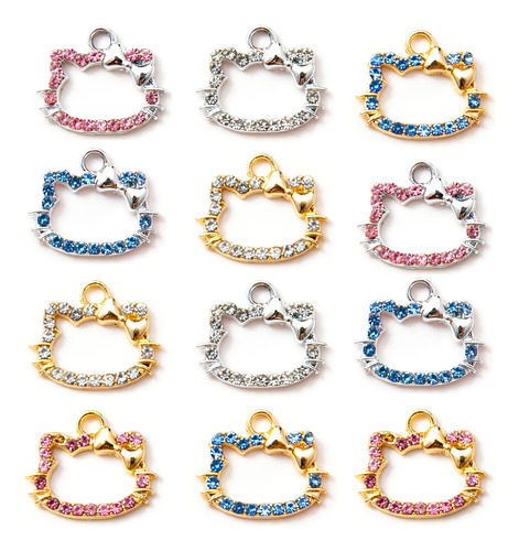 12 Dijes De Gato Para Aretes, Pulseras, Colgantes, Llaveros.