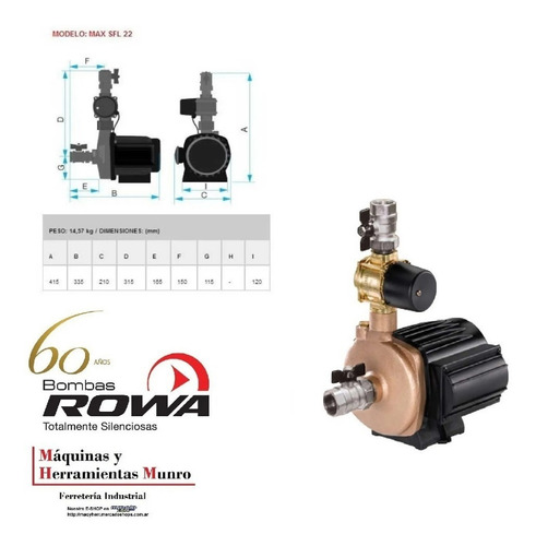 Bomba Presurizadora Rowa Max Sfl 22 Presion Caudal 12 Cuotas