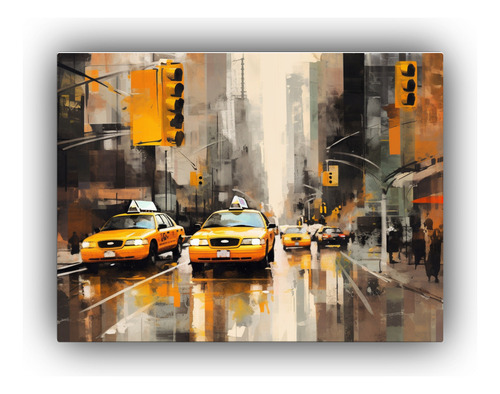 65x50cm Cuadro Decorativo Nueva York Hombre Calle Visual Abs