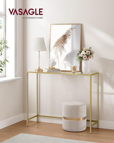 Mesa De Entrada Vidrio Templado Moderna Con Patas Ajustables