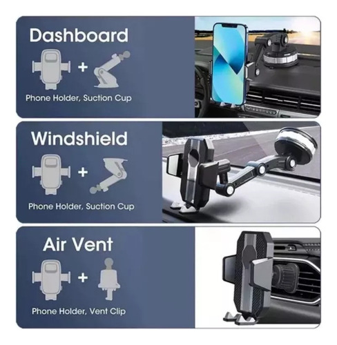 S Base Universal Ajustable 360° Para Teléfono Móvil De Coche