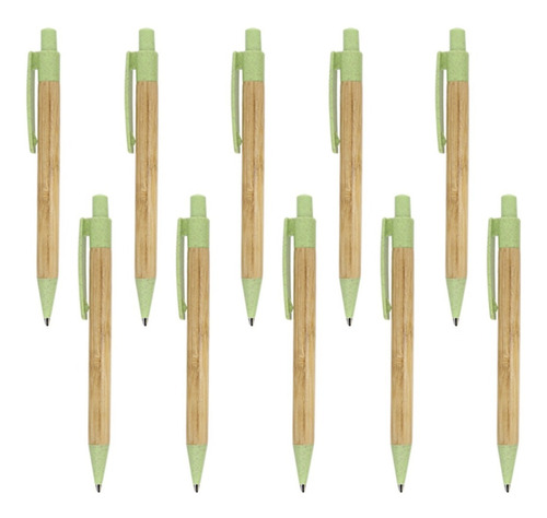 Paquete De 10 Bolígrafos De Bambú Con Clip