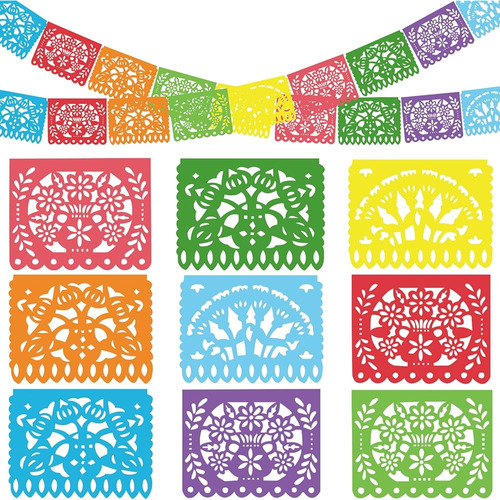 Rubfac 2pcs Mexican Party Banner, 32 Pies Plastic Fiesta Ban