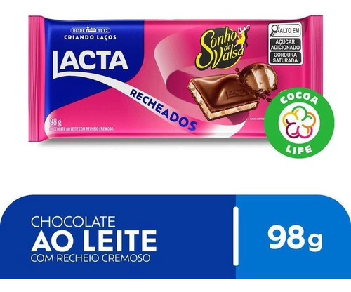 Chocolate Ao Leite Lacta Com Recheio Sonho De Valsa 98g