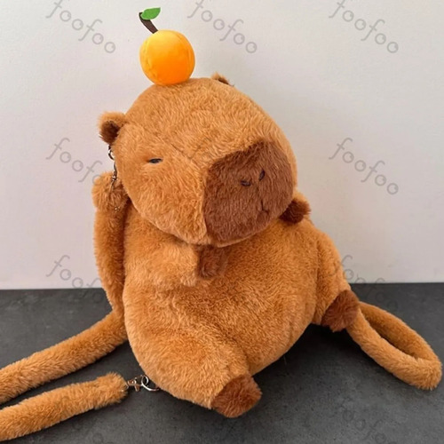 Bonita Mochila Felpa Forma Capibara Para ,mochila De Peluche De Capibara Foofoo Melocotón
