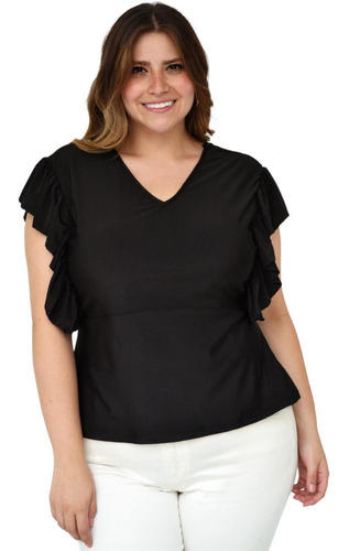 Blusa Strech Roman Fashion Tallas Extras, 1778 (negro)