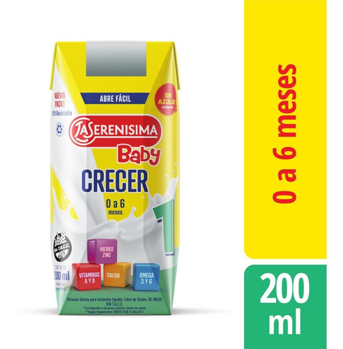 Imagen 2 de 2 de Leche La Serenisima Baby 1 Crecer X 3 Packs 24 Bricks 200ml