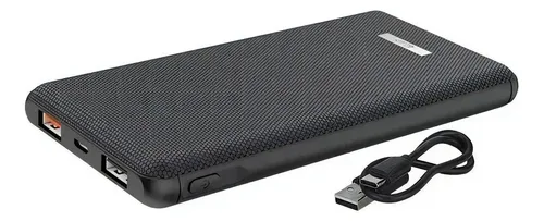 Cargador Portatil Power Bank Inalambrico Qi 10000 Mah Doble Color Negro