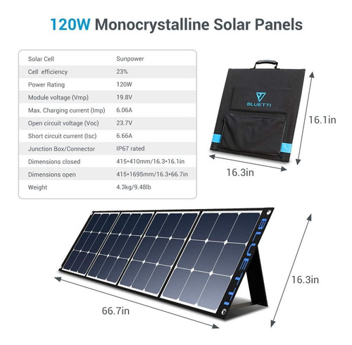 Imagen 4 de 7 de Panel Solar Bluetti Sp120 Panel Solar Portátil De 120 W