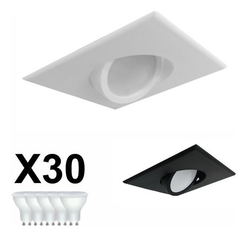 Packx30 Spot Embutir Pvc Dicro Led 7w Gu10 Frio/calido 