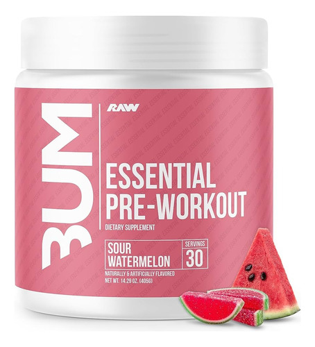 Pre Entreno Cbum Essential Pwo Raw Nutrition 30 Servicios Sabor Sour Watermelon