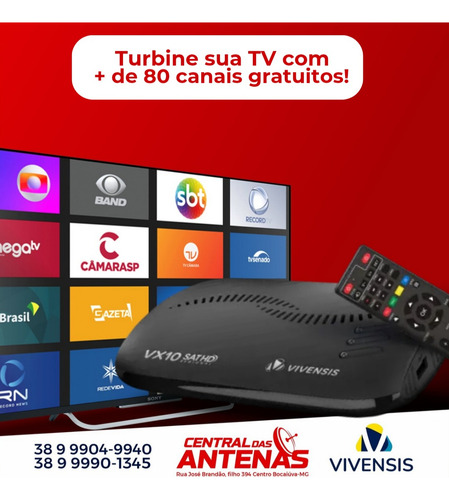 4 Receptores Vivensis Vx10 Nova Parabólica Digital 100%livre Preto